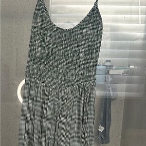 Aerie green and white gingham barre dress size small